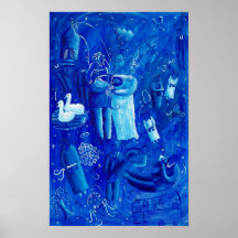 Blaue Hochzeitsmalerei Zeitgenössische Kunst druck