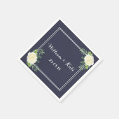 Blaue Hochzeitsnapkins von Ivory Chic Rose Serviette (Ecke)