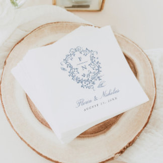 Blaue Hochzeitspapier-Servietten Chinoiserie Serviette