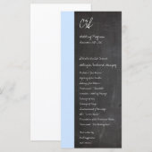 Blaue Hochzeitsprogramme im Chalkboard Programm (Vorne/Hinten)