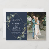 Blaue Hochzeitsreise Foto Save the Date (Vorderseite)