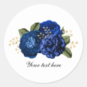 Blaue Hochzeitsrosen anpassbar Runder Aufkleber