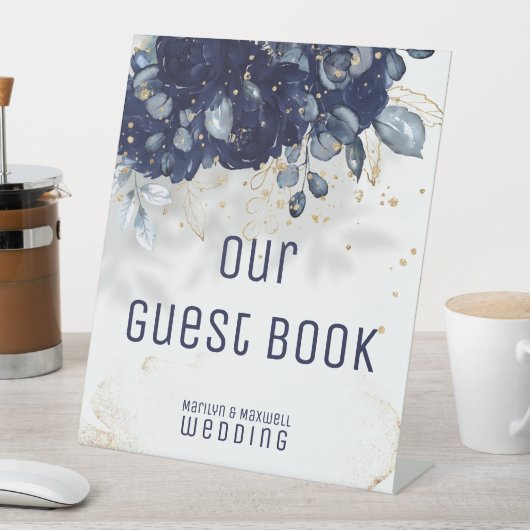 Blaue Hochzeitssignatur Sockelschild (In Situ)