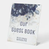 Blaue Hochzeitssignatur Sockelschild (Vorderseite)