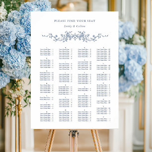 Blaue Hochzeitstabelle für alphabetische Orden Poster