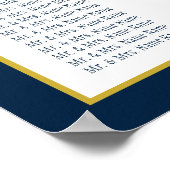 Blaue Hochzeitstabelle für Burgundy-Floral Navy Poster (Ecke)