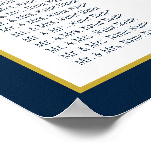 Blaue Hochzeitstabelle für Burgundy-Floral Navy Poster (Ecke)