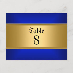 Blaue Hochzeitstisch Zahlen Königlich Blau Postkarte