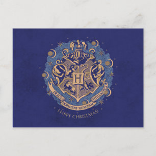 Blaue HOGWARTS™-Kronen-Weihnachtsgirlande Feiertagspostkarte
