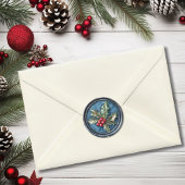 Blaue Holly-Christmas-Faux-Wachs Runder Aufkleber