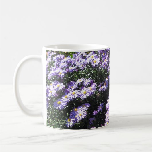 Blaue Holz-Astern Kaffeetasse (Links)