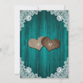 Blaue Holz-Blumen-Spitzen-Lichterkette Rustikale H Einladung (Rückseite)