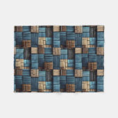Blaue Holzblock-Musterdecke Fleecedecke (Vorderseite (Horizontal))