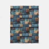 Blaue Holzblock-Musterdecke Fleecedecke (Vorderseite)