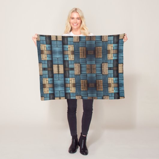 Blaue Holzblock-Musterdecke Fleecedecke (Beispiel)