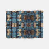 Blaue Holzblock-Musterdecke Fleecedecke (Vorderseite (Horizontal))