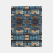 Blaue Holzblock-Musterdecke Fleecedecke (Vorderseite)