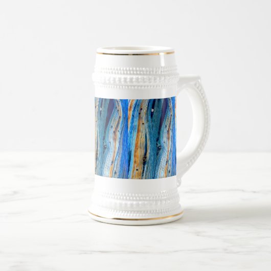 blaue Holzbretter Bierglas (VorderseiteRechts)