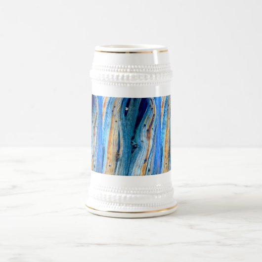 blaue Holzbretter Bierglas (Mittel)