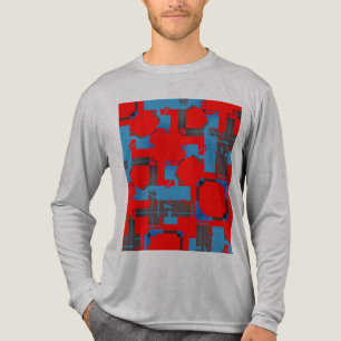 Blaue Holzkohle Rote Diagonale Abstrakte MCM-inspi Tri-Blend Shirt