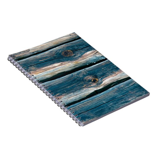 Blaue Holzmauer. Abstrakter Hintergrund und Notizblock (Rechte Seite)