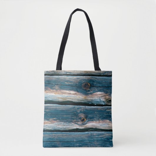 Blaue Holzmauer. Abstrakter Hintergrund und Tasche (Vorderseite)