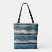 Blaue Holzmauer. Abstrakter Hintergrund und Tasche (Rückseite)