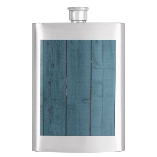 Blaue Holzplanken Flachmann (Vorderseite)