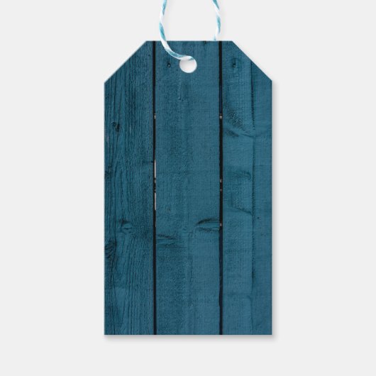 Blaue Holzplanken Geschenkanhänger (Vorderseite)