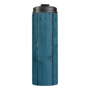 Blaue Holzplanken Thermosbecher