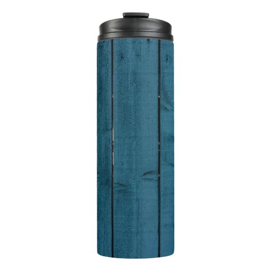 Blaue Holzplanken Thermosbecher (Vorderseite)