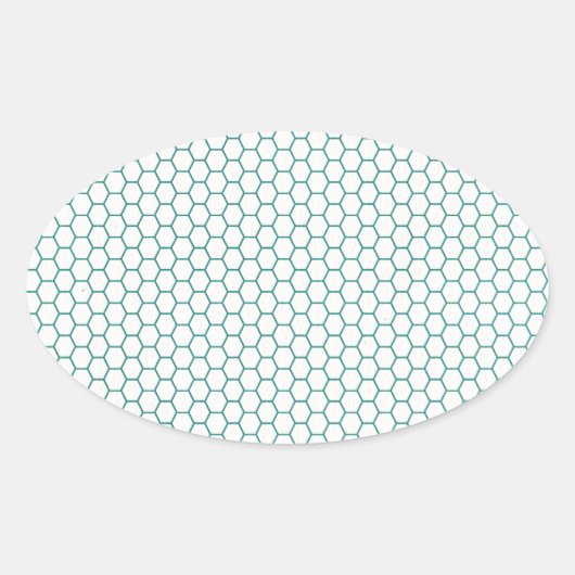 Blaue Honey Comb Muster Ovaler Aufkleber (Vorderseite)