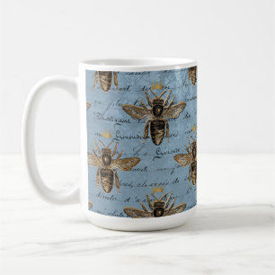 Blaue Honigbiene im Vintage-Stil Kaffeetasse