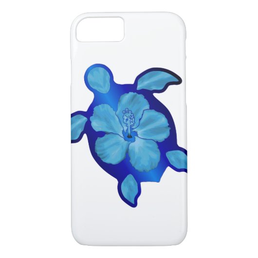 Blaue Honu Schildkröte und Hibiskus Case-Mate iPhone Hülle (Rückseite)