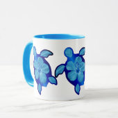 Blaue Honu Schildkröte und Hibiskus Tasse (Vorderseite Links)