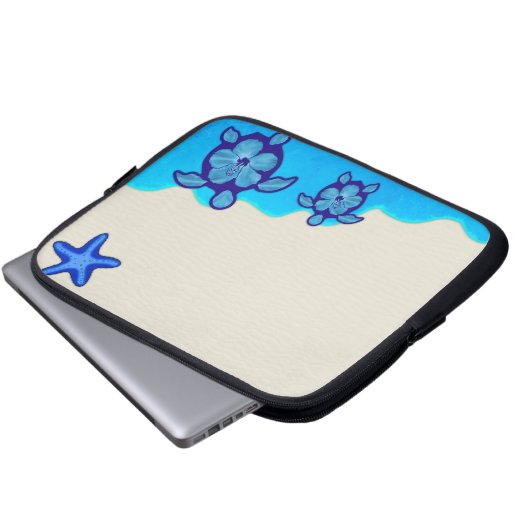 Blaue Honu Schildkröten Laptopschutzhülle (Vorne Knopf)