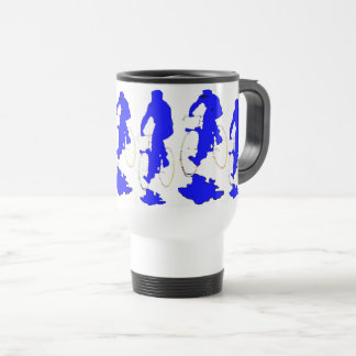 Blaue Hoody Fahrrad-Tasse Reisebecher