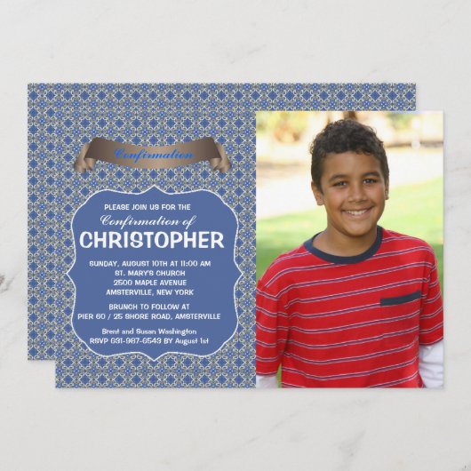 Blaue Horizont-Foto-Einladung Einladung (Vorne/Hinten)