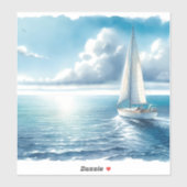 Blaue Horizont-Segelyacht Aufkleber (Blatt)