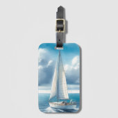 Blaue Horizont-Segelyacht Gepäckanhänger (Vorderseite Vertikal)
