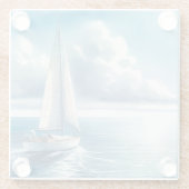 Blaue Horizont-Segelyacht Glasuntersetzer (Rückseite)