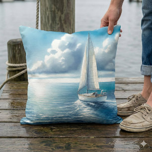 Blaue Horizont-Segelyacht Kissen