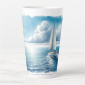 Blaue Horizont-Segelyacht Milchtasse (Vorderseite)
