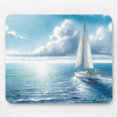 Blaue Horizont-Segelyacht Mousepad (Vorne)