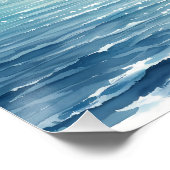 Blaue Horizont-Segelyacht Poster (Ecke)