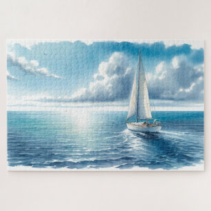 Blaue Horizont-Segelyacht Puzzle