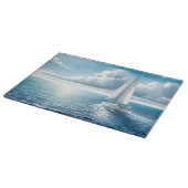 Blaue Horizont-Segelyacht Schneidebrett (Ecke)
