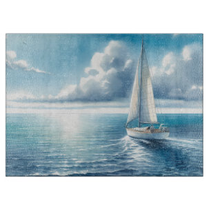 Blaue Horizont-Segelyacht Schneidebrett