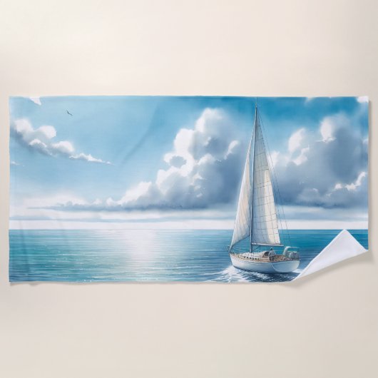 Blaue Horizont-Segelyacht Strandtuch (Vorderseite)