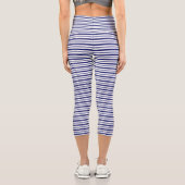 Blaue horizontale Streifen Capri Leggings (Rückseite)